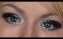 Glamorous silver look featuring false lashes with diamonds