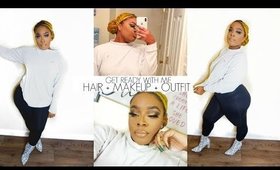 GET READY WITH ME | HAIR + MAKEUP+ OUTFIT | SLEEK BUN FOR LOCS