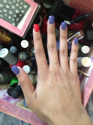 I used nail polish from Pure Ice™ "Jail Bait" (purple)
& Orly "Terracotta" 