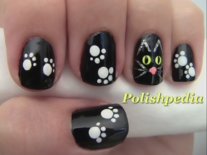 Do you love Kitty Cats too?  I sure do!

Watch My Video Tutorial @ http://polishpedia.com/black-cat-nail-art-for-halloween.html