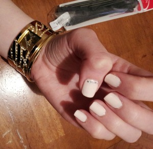 Light pink nails with diamonties! Pretty <3