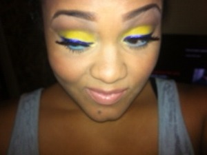 Just got my BH cosmetics 120 palette 2nd edition. Not the very best pic but I couldn't wait to put the yellow on. Very happy with the pigments. More looks to come!