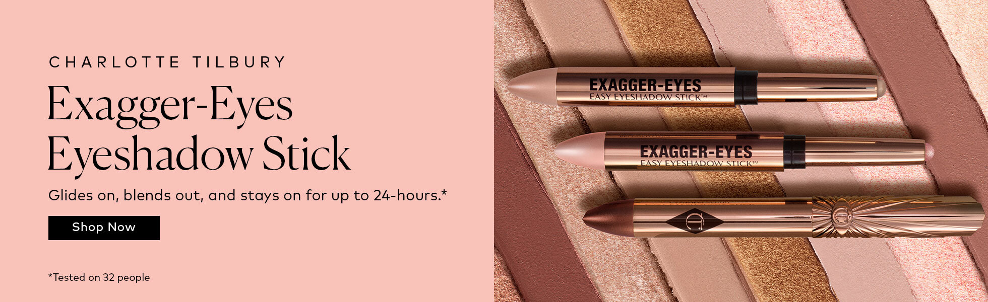This creamy, long-wearing eye color stick glides on, blends out, and sets for up to 24-hour waterproof, crease-proof, fade-proof wear.* Shop the Charlotte Tilbury Exagger-Eyes Waterproof Eyeshadow Stick at Beautylish.com