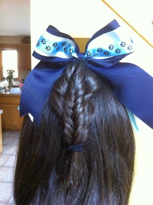 back of head.  Rope braids & fishtail.