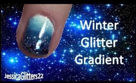 Blue Winter Glitter Gradient Ombre Nails! :D