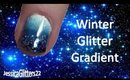 Blue Winter Glitter Gradient Ombre Nails! :D