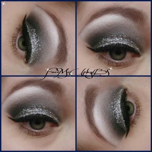 Great for a girls night out! Using Unique Style's Boutique pigments in 'Snow White', 'Thunder' , and 'Esspresso Martini'. With silver glitter from Sally Girl! 

www.facebook.com/FaceMeUpbyLBS 
Instagram @facemeup
Twitter @LBluBoo21