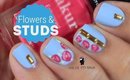 Flowers and Studs Nail Tutorial by The Crafty Ninja