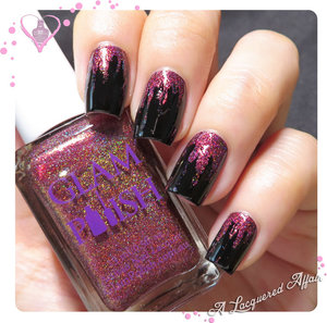Part of the Gruesome Movie Duo, exclusive to meimeisignatures.com. Carrie over 2 coats of a-england Camelot.
More details on http://www.alacqueredaffair.com/Glam-Polish-Gruesome-Movie-Duo-35662513