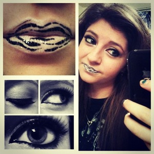 A fun twist on a neutral eye with fun, false lashes, and animal printed lips.
