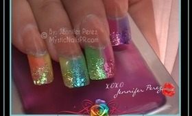 Rainbow Summer Sparkle Acrylic Nails :::... Jennifer Perez of Mystic Nails ☆