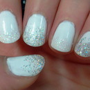 White glitter nails