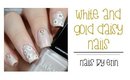 White and Gold Daisy Nails | NailsByErin