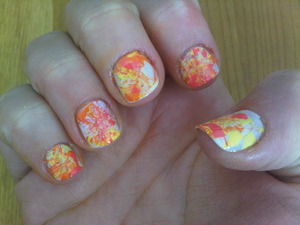 This was my first time trying splatter nails. 
Super messy but fun! 