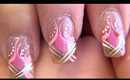 Prom Nails Design Pink and Gold
