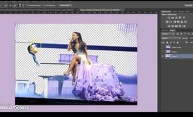 photoshoping black and white background Ariana Grande photo