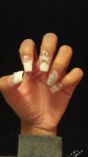 white tips with bows & gems