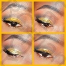 Yellow / glitter / Cut crease
