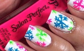 Neon Snowflake Nail Tutorial by The Crafty Ninja