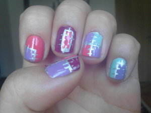 Colorful patchwork nails, inspired by The Tofus