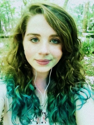 This is me with blue/green dip dyed hair.