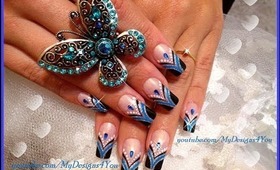 Blue French Abstract Nail Art Design Tutorial - ♥ MyDesigns4You ♥