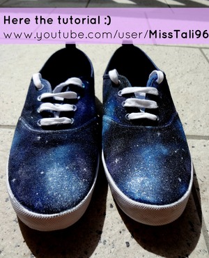 Here are my galaxy shoes :) I've done them last week and I've also done a tutorial: http://www.youtube.com/watch?v=WYE8dXoIfgM
I hope you will enjo it ;) <3