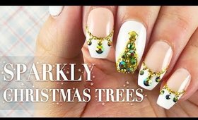 Sparkly Christmas Trees nail art