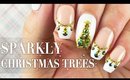 Sparkly Christmas Trees nail art