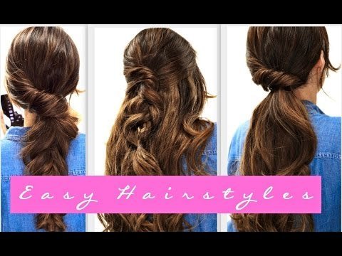 ★4 EASY Lazy HAIRSTYLES for FALL | EVERYDAY HairStyle for Medium + LONG ...