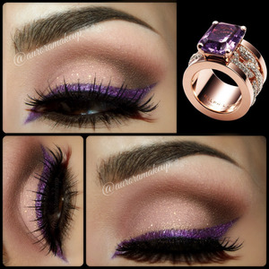 instagram @auroramakeup

I haven't used a gel liner in bright color like this , this surprises me because is so tractable & precised .... well this is the Gel Eyeliner in AMETHYST by @motivescosmetics

In the mobile eyelid I applied Eye Candy Eye Shadow in BUBBLE GUM and set it with Paint Pot Mineral Eye Shadow in ALLURE by @motivescosmetics too

I used eye shadow EMBARK by #maccosmetics as transition color & Pressed Eye Shadow in HOT CHOCOLATE in the outer socket line.  Lashes are No.38 by #geldencosmeticos with mineral volumizing & Lengthening mascara in black by @motivescosmetics

My brows were done with Brow Fix, Brow Wiz in MEDIUM ASH & EBONY, Brow Powder Duo in DARK BROWN ...All by @anastasiabeverlyhills 
And that ring was my inspiration , I saw it in pinterest and fell in love with that tones =) I used my eye set of brushes by @hairandmakeupaddiction  Well thank u so much my precious loves !!!
Have a beautiful night 
