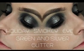 Green and Silver Holiday Smokey Eyeshadow Tutorial