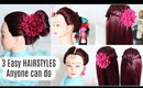 3 Easy HAIRSTYLES Anyone can do for Party and Wedding #hairtutorial | SuperPrincessjo