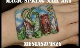 Magic spring Nail art zdobienie paznokci farbkami akrylowymi