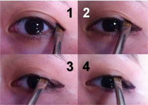 Using a small angled brush, you can too achieve a beautiful liner look.