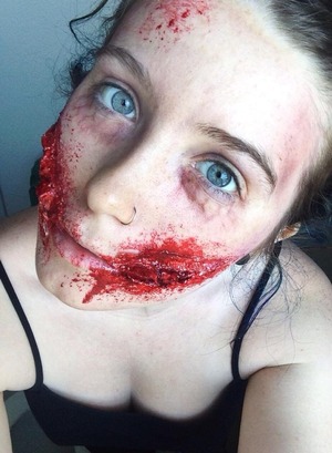 First attempt at a Chelsea Smile/Gore/Zombie makeup. 