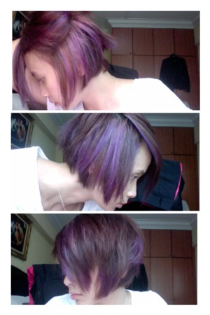 Dyed purple streaks for the first time.  Love it! 