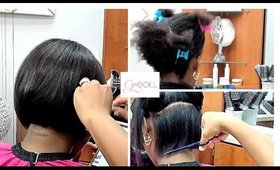 SILK PRESS AND CUT CORRECTION ON DAMAGED HAIR