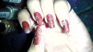 red and silver glitter work