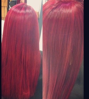 One of my clients I did using special effects red on her as well as bleach 