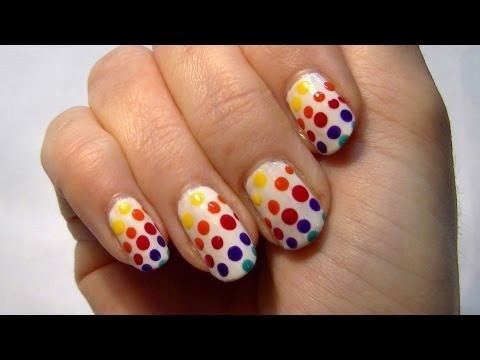 Rainbow Spotty Nails! Cute & Easy Nail Art Polish Tutorial (How to ...