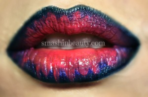 Details: http://smashinbeauty.com/modern-hippie-inspired-makeup-tutorial-tie-dye-inspired-lips/

Tutorial: http://www.youtube.com/watch?v=hasIz_JLgWc&list=UUS803w0Fa9epkPuYUyeClBQ&index=3