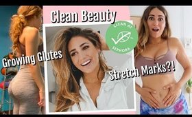 GROWING GLUTES// CLEAN MAKEUP TUTORIAL//STRETCH MARK CREAM