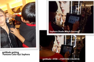 getmade getting Pantone Color IQ at Sephora.  loving modern technology!  Beauty device scanner gets images of your skin in 3 places, produces code numbers that are entered into computer..few seconds later - Voila!!! You have YOUR own Color IQ matched list of all the foundation/makeup products available in the store. 
getmade is 4y08