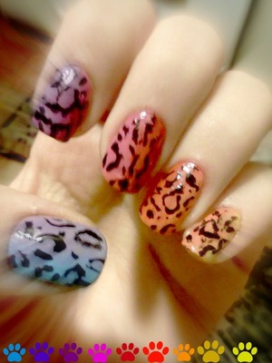 my rainbow lepard print nails :)