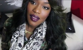 Fall Makeup Green Smoky Purple Lipstick & Blush