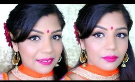 Durga Pooja Navratri Indian Makeup Look | SuperPrincessjo