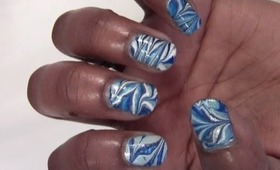 42 How To | Water Marble Nail Art (Blue, Silve, & White Holiday)