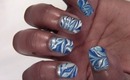 42 How To | Water Marble Nail Art (Blue, Silve, & White Holiday)