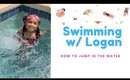 Swim with Logan | How to Jump in the Pool for Kids | Logans Playhouse